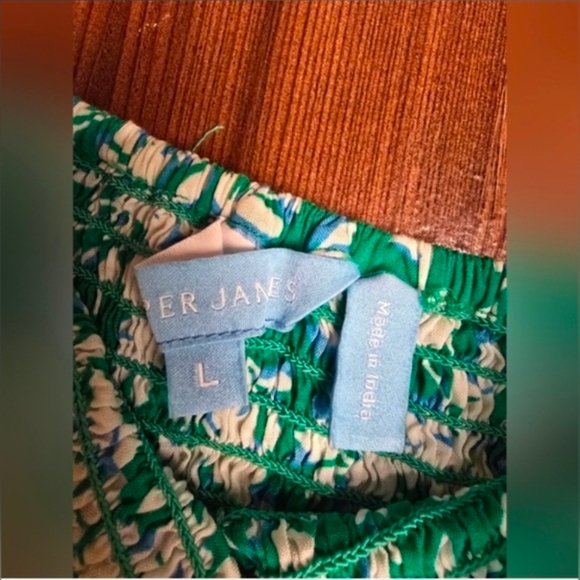 Draper James Size Large Green White Floral Lined Dress With Pockets Short Sleeve - Picture 7 of 10